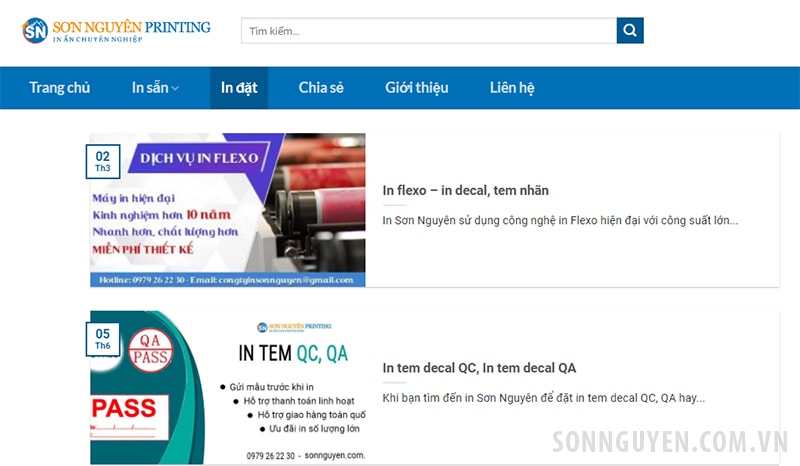 Website Công ty Cổ phần In Sơn Nguyên Website Công ty Cổ phần In Sơn Nguyên