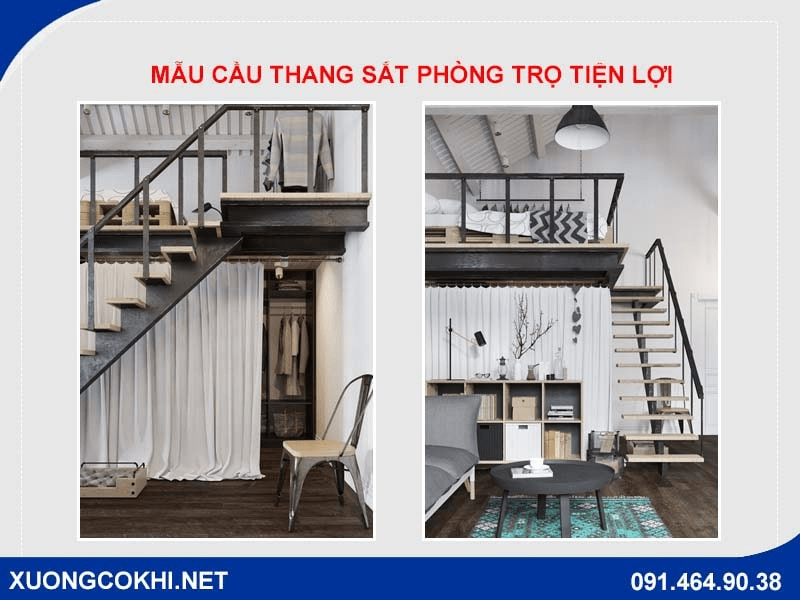 TOP 7 mẫu cầu thang sắt phòng trọ giá rẻ, chất lượng năm 2022