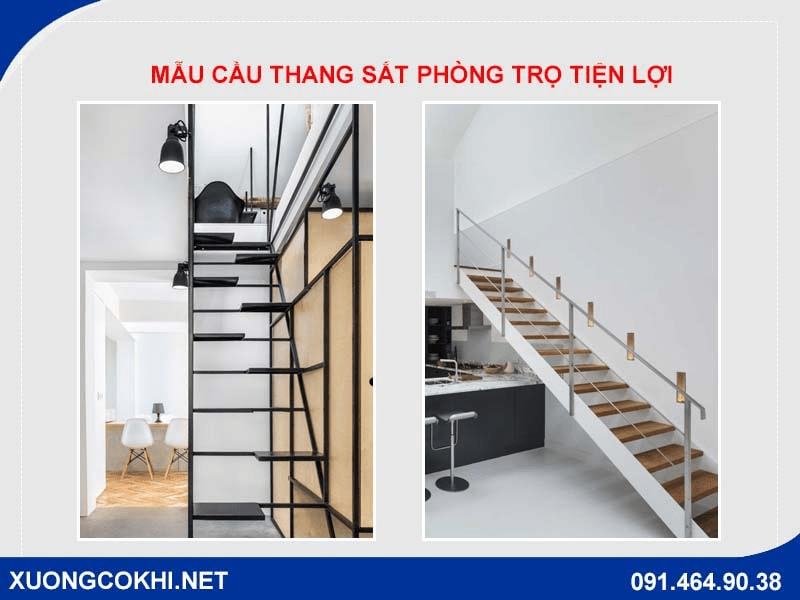 TOP 7 mẫu cầu thang sắt phòng trọ giá rẻ, chất lượng năm 2022